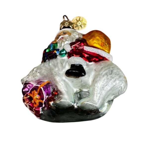Christopher Radko Little Gems Riding Bearback Santa Ornament 1999 2000 3 Inch Wi - Picture 7 of 8